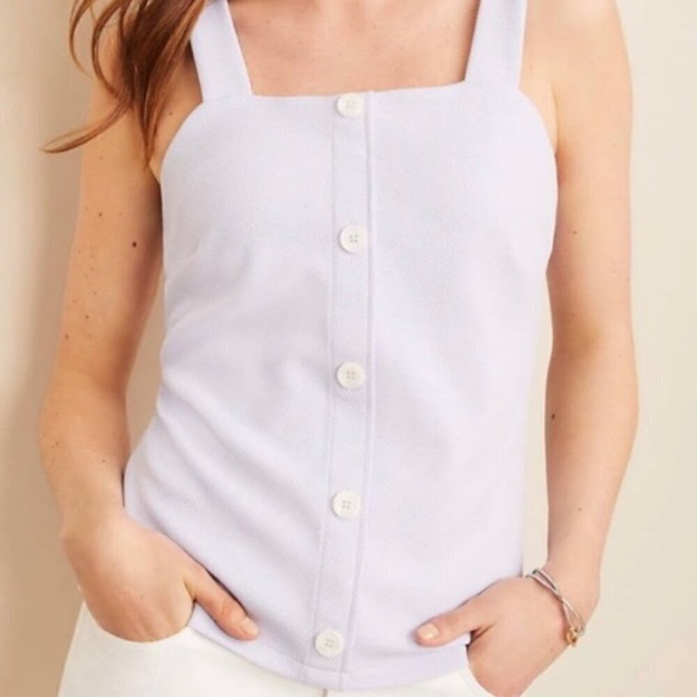 Ann Taylor Pastel Purple Textured Button Down Blouse Tank
